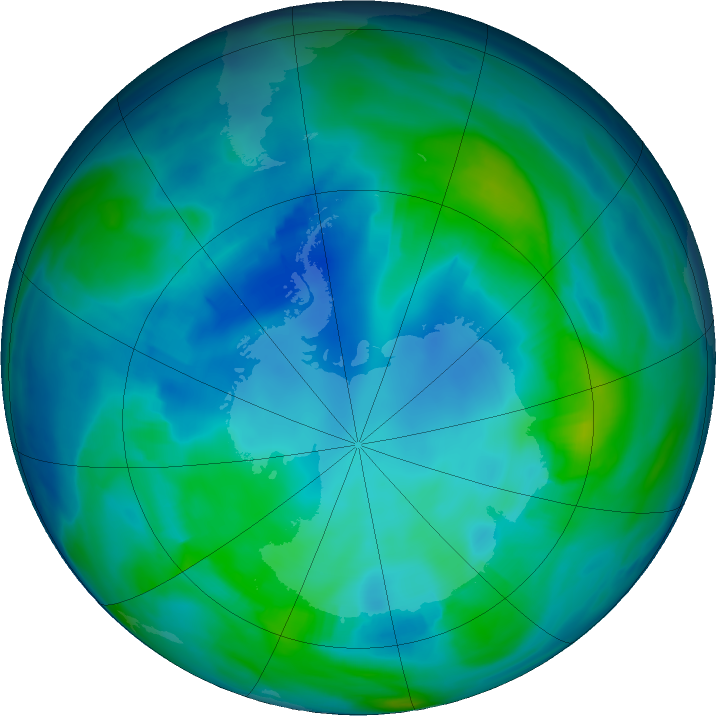 Antarctic ozone map for 06 May 2020